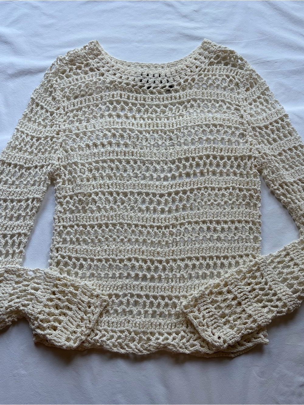 Theory Cream Crochet Knit Women's Sweater